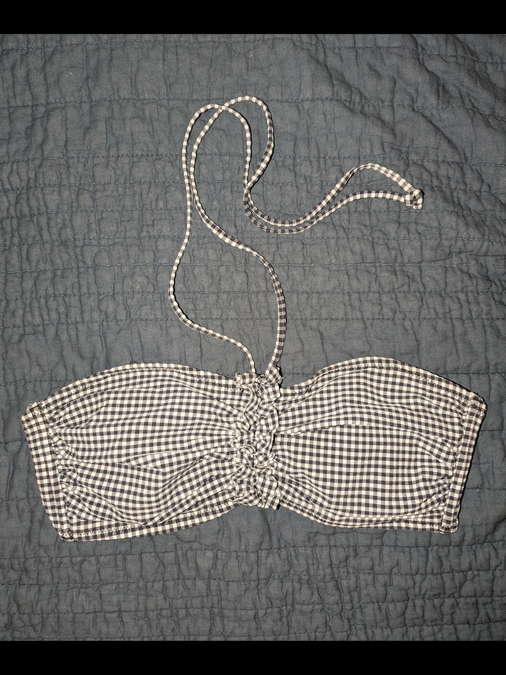 Joe Fresh Black and White Gingham Bandeau Bikini Top